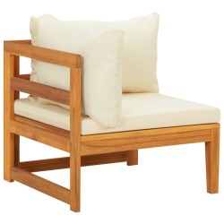 Salon de jardin 3 pcs avec coussins blanc crème Bois d'acacia 557899557899
