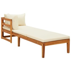 Chaises longues et coussins blanc crème lot de 2 bois d'acacia 557900557900