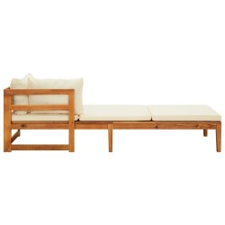Chaises longues et coussins blanc crème lot de 2 bois d'acacia 557900557900