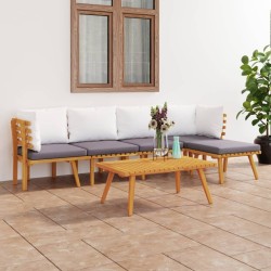 Salon de jardin 6 pcs avec coussins Bois d'acacia solide 557910557910