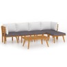 Salon de jardin 6 pcs avec coussins Bois d'acacia solide 557910557910