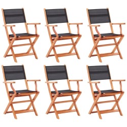 Chaises pliables de jardin lot de 6 noir eucalyptus textilène 557912557912