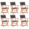 Chaises pliables de jardin lot de 6 noir eucalyptus textilène 557912557912
