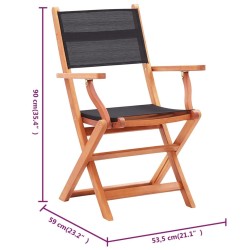 Chaises pliables de jardin lot de 6 noir eucalyptus textilène 557912557912
