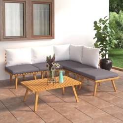 Salon de jardin 6 pcs avec coussins Bois d'acacia solide 557915557915