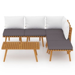 Salon de jardin 6 pcs avec coussins Bois d'acacia solide 557915557915