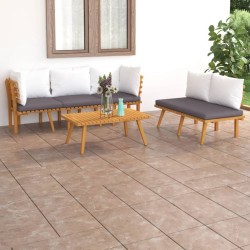 Salon de jardin 5 pcs avec coussins Bois d'acacia solide 557916557916