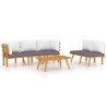 Salon de jardin 5 pcs avec coussins Bois d'acacia solide 557916557916