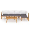 Salon de jardin 5 pcs avec coussins Bois d'acacia solide 557916557916