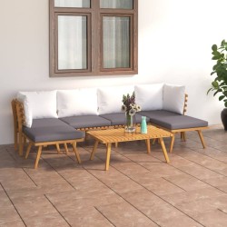 Salon de jardin 7 pcs avec coussins Bois d'acacia solide 557917557917