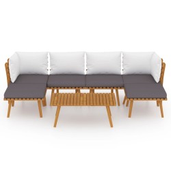 Salon de jardin 7 pcs avec coussins Bois d'acacia solide 557917557917