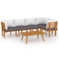 Salon de jardin 6 pcs avec coussins Bois d'acacia solide 557918557918
