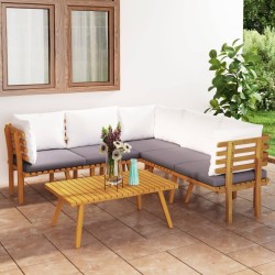 Salon de jardin 6 pcs avec coussins Bois d'acacia solide 557919557919