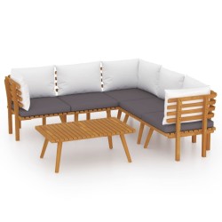 Salon de jardin 6 pcs avec coussins Bois d'acacia solide 557919557919