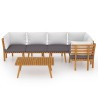 Salon de jardin 6 pcs avec coussins Bois d'acacia solide 557919557919