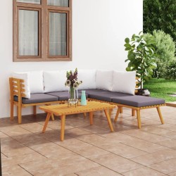 Salon de jardin 6 pcs avec coussins Bois d'acacia solide 557920557920