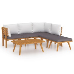 Salon de jardin 6 pcs avec coussins Bois d'acacia solide 557920557920