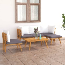 Salon de jardin 6 pcs avec coussins Bois d'acacia solide 557921557921
