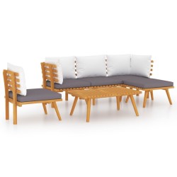 Salon de jardin 6 pcs avec coussins Bois d'acacia solide 557921557921