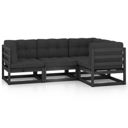 Salon de jardin 4 pcs avec coussins Bois de pin massif 557952557952