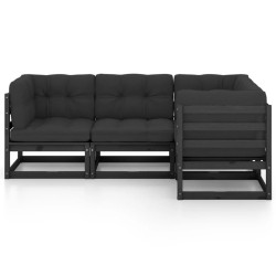 Salon de jardin 4 pcs avec coussins Bois de pin massif 557952557952