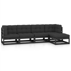 Salon de jardin 5 pcs avec coussins Bois de pin massif 557953557953