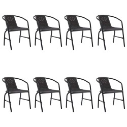 Chaises de jardin lot de 8 Rotin plastique et acier 110 kg 557983557983