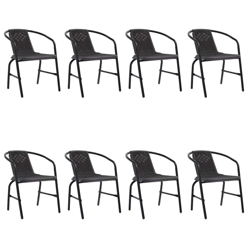 Chaises de jardin lot de 8 Rotin plastique et acier 110 kg 557983557983