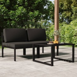 Salon de jardin 3 pcs avec coussins Aluminium Anthracite 557993557993