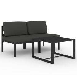 Salon de jardin 3 pcs avec coussins Aluminium Anthracite 557993557993
