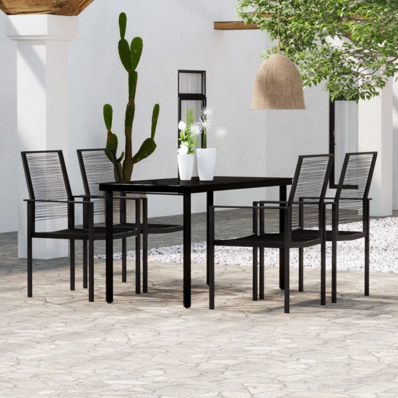 Ensemble à manger de jardin 5 pcs Noir 558023558023