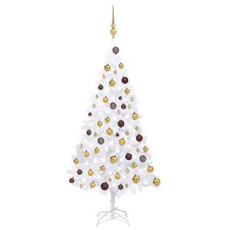 Arbre de Noël artificiel pré-éclairé et boules blanc 120 cm PVC 558028558028