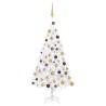 Arbre de Noël artificiel pré-éclairé et boules blanc 120 cm PVC 558028558028