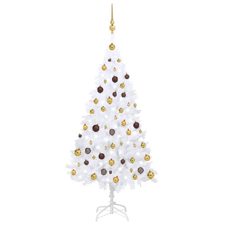 Arbre de Noël artificiel pré-éclairé et boules blanc 150 cm PVC 558030558030