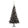 Arbre de Noël artificiel pré-éclairé et boules noir 180 cm PVC 558032558032