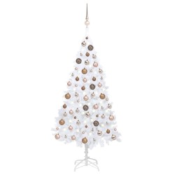 Arbre de Noël artificiel pré-éclairé et boules blanc 150 cm PVC 558033558033