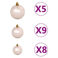 Arbre de Noël artificiel pré-éclairé et boules blanc 150 cm PVC 558033558033