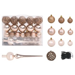 Arbre de Noël artificiel pré-éclairé et boules blanc 120 cm PVC 558034558034