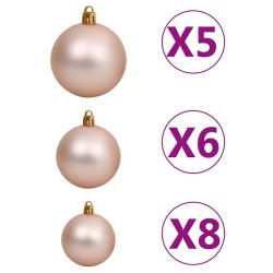 Arbre de Noël artificiel pré-éclairé et boules blanc 120 cm PVC 558034558034