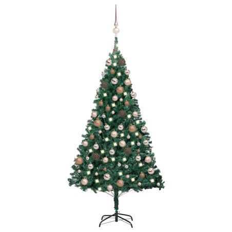 Arbre de Noël artificiel pré-éclairé et boules vert 120 cm PVC 558035558035