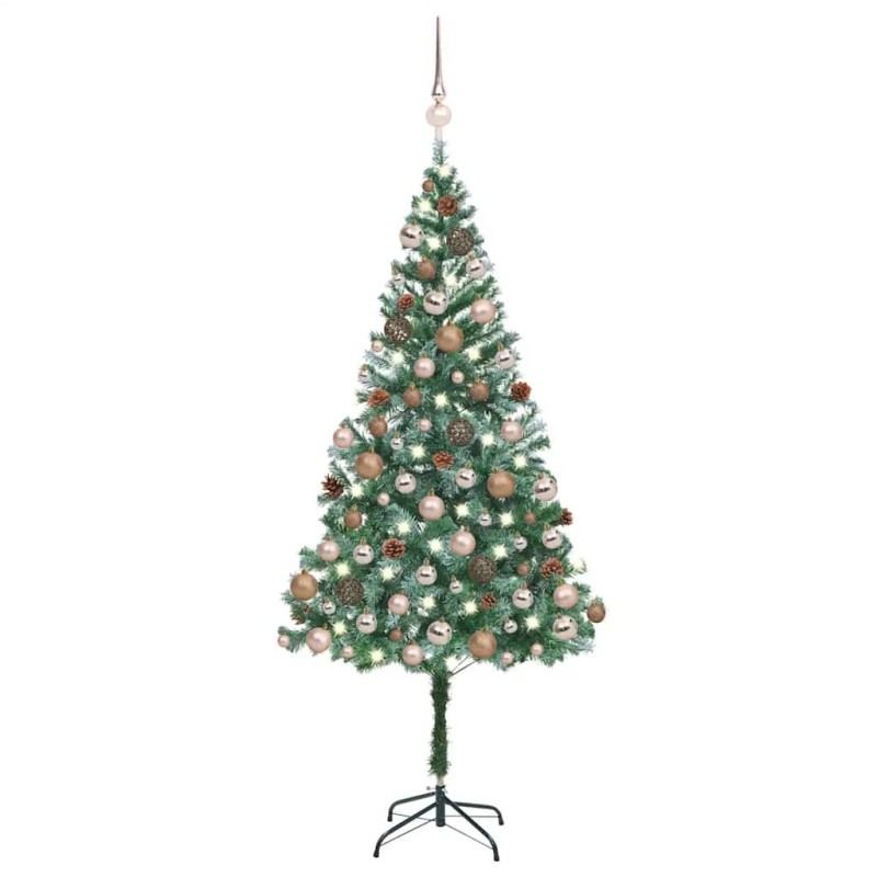 Arbre de Noël artificiel pré-éclairé/boules pommes de pin 180cm 558037558037