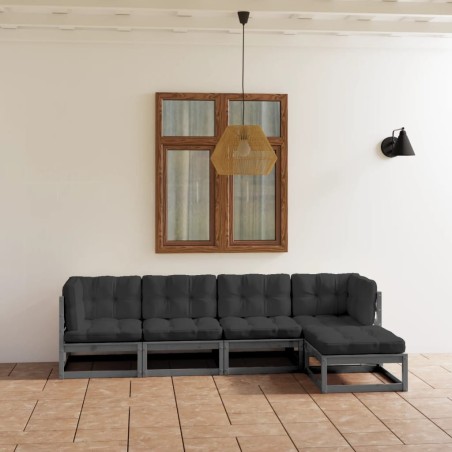 Salon de jardin 5 pcs avec coussins Bois de pin massif 558069558069