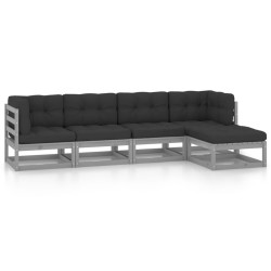 Salon de jardin 5 pcs avec coussins Bois de pin massif 558069558069