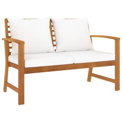 Banc de jardin avec coussin crème 120 cm Bois solide d'acacia 558073558073