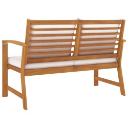 Banc de jardin avec coussin crème 120 cm Bois solide d'acacia 558073558073