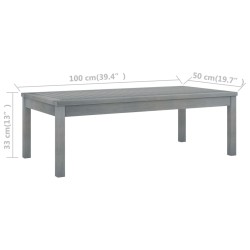 Table basse 100x50x33 cm Gris Bois d'acacia solide 558074558074