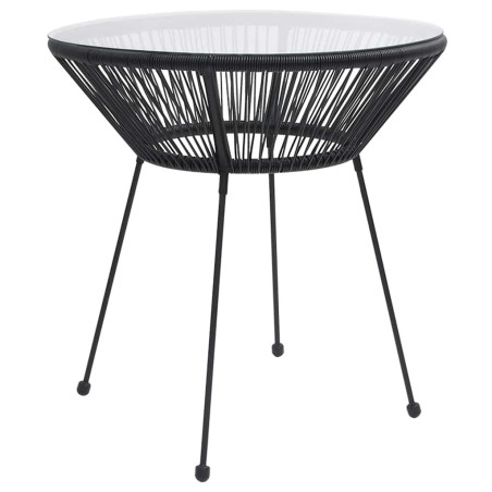 Table à manger de jardin Noir Ø70x74 cm Rotin et verre 558105558105