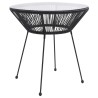 Table à manger de jardin Noir Ø70x74 cm Rotin et verre 558105558105