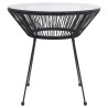 Table à manger de jardin Noir Ø70x74 cm Rotin et verre 558105558105