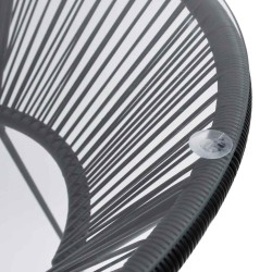 Table à manger de jardin Noir Ø70x74 cm Rotin et verre 558105558105
